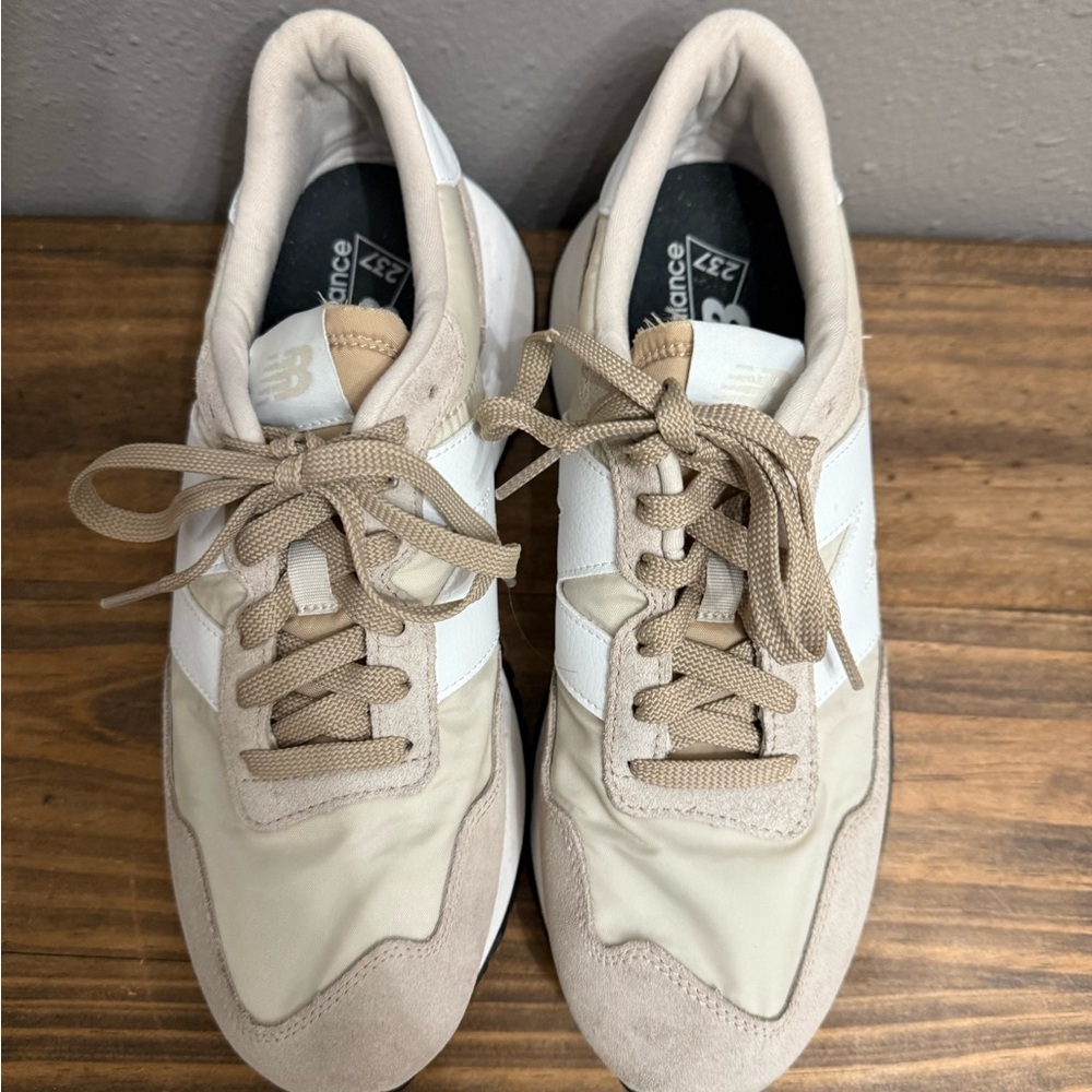 New Balance Women’s  Tan and White Sneakers 237 The Intelligent Choice